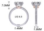 OEM 18k White Gold Diamond Ring , Cushion Cut Engagement Ring 8.13×7.87×5.13mm