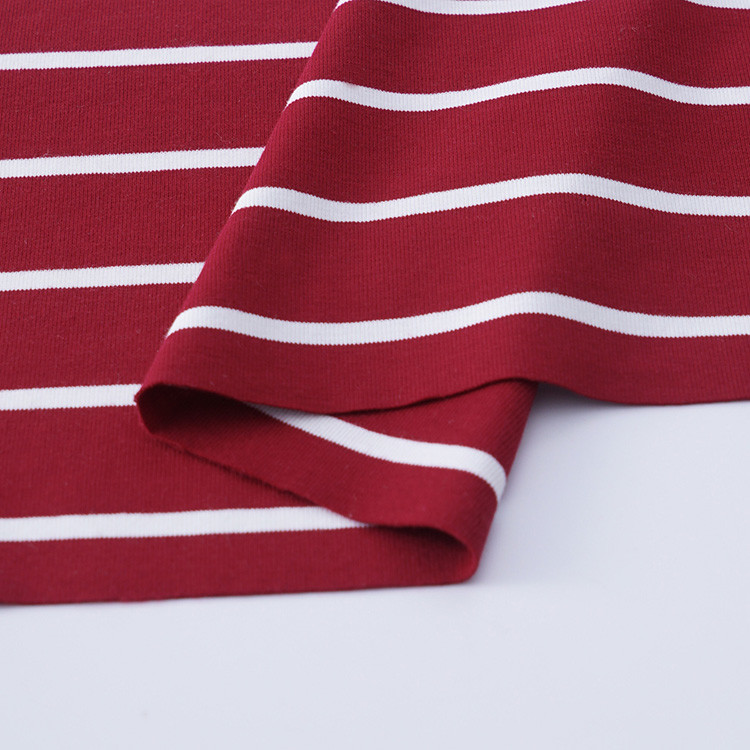Moisture Wicking Yarn Dyed Stripe Fabric , Cotton Ribbed Fabric For Hoodie