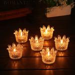 Romantic Crown Tea Light Mini Votive Candle Holders , Glass Cylinder Candle
