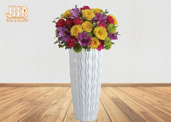 Glossy White Floor Vases Homewares Decorative Items Fiberglass Planters For Home