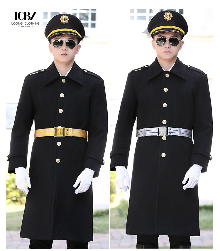 Customized Color Air Hostess Uniform Unisex Thickened Wool Coat for Winter Warmth
