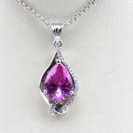 Women Jewelry 925 Silver 8mmx10mm Pear Pink Cubic Zircon Pendant(PSJ0424)