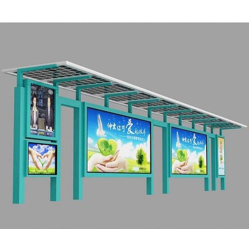 China Metal Bus Shelter Stop with Advertising Light Box Billboard factory