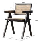 Modern Restaurant Armrest Rattan Cane Dining Chair in Solid Material and Modern