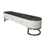 High Gloss Stainless Steel TV Stand With Drawers Mirror Brushed Finish