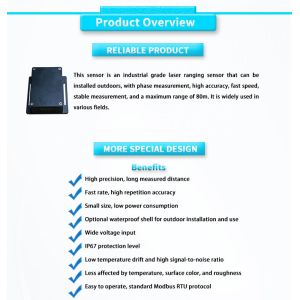 Single Point Laser Ranging Sensor for Industrial Control 0.05-80m Range 1mm