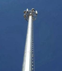 China 50m Gsm Fm 5g Telecom Steel Monopole Tower 3 Platforms Hot Dip Galvanized factory