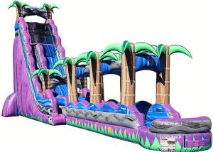 China Exciting Adults Splash Inflatable Water Slide Bouncy Long Distance Fast Speed factory
