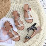 BS098 Sandals Women Ladies Shoes Bohemian Style T-Strip Rhinestone Wedge Sandals