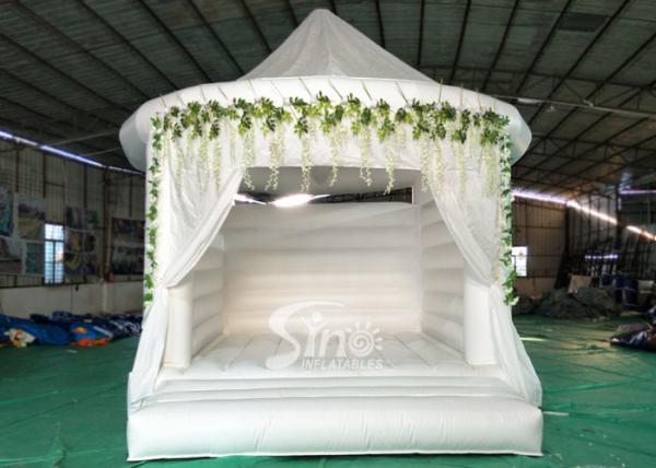 5x4 Inflatable Wedding White Bouncy Castle With Flower Decoration For Wedding