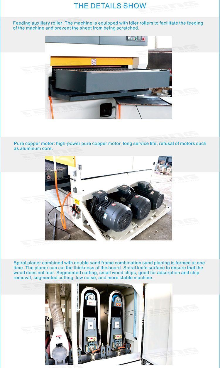 3 Belt Speed 2000r/min P-R-RP1300 Wide Belt Sander Machine With Water Sanding and Drying