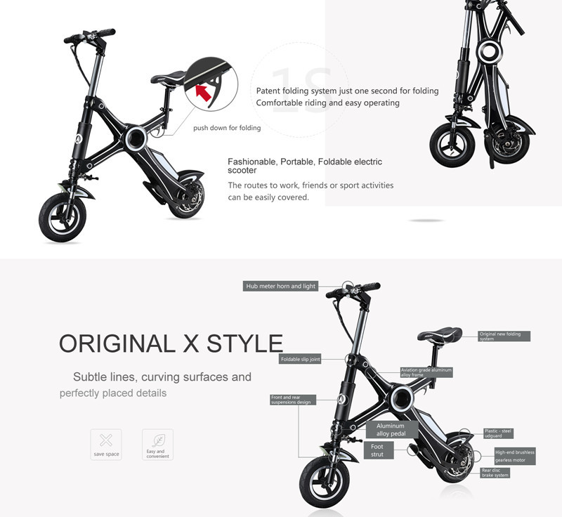 Light Weight Foldable Electric Bicycle with Seat , Electric Bike Kit Lithium Battery