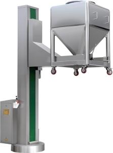 China Polished Stainless Steel Hydraulic IBC Bin Pharma Lifter factory