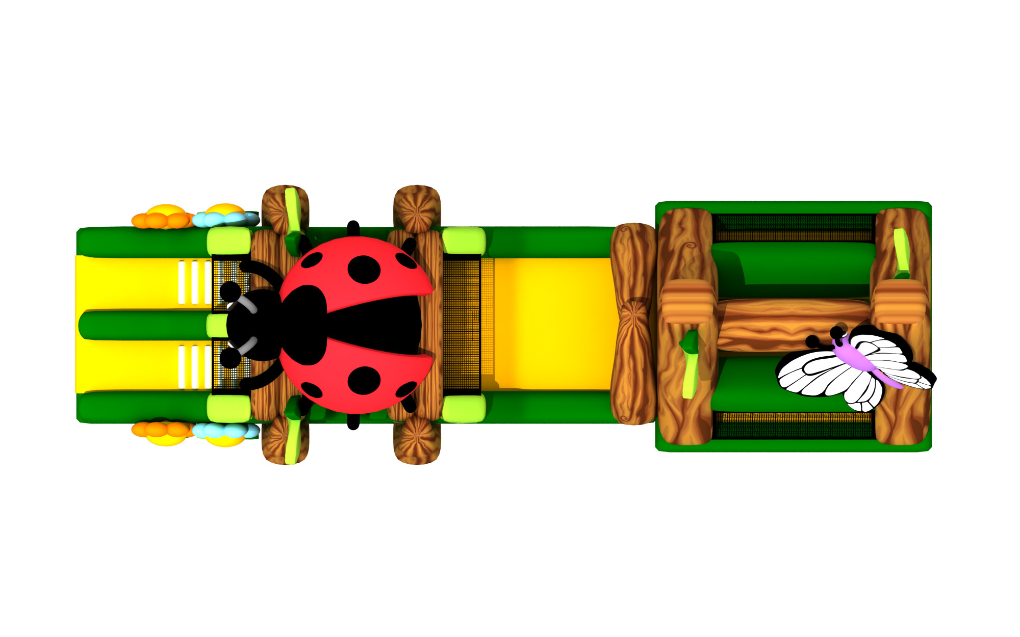 0.55mm Pvc Inflatable Obstacle Courses Insect Themed 16.3x5x5.5m Indoor Garden Bouncy Castle