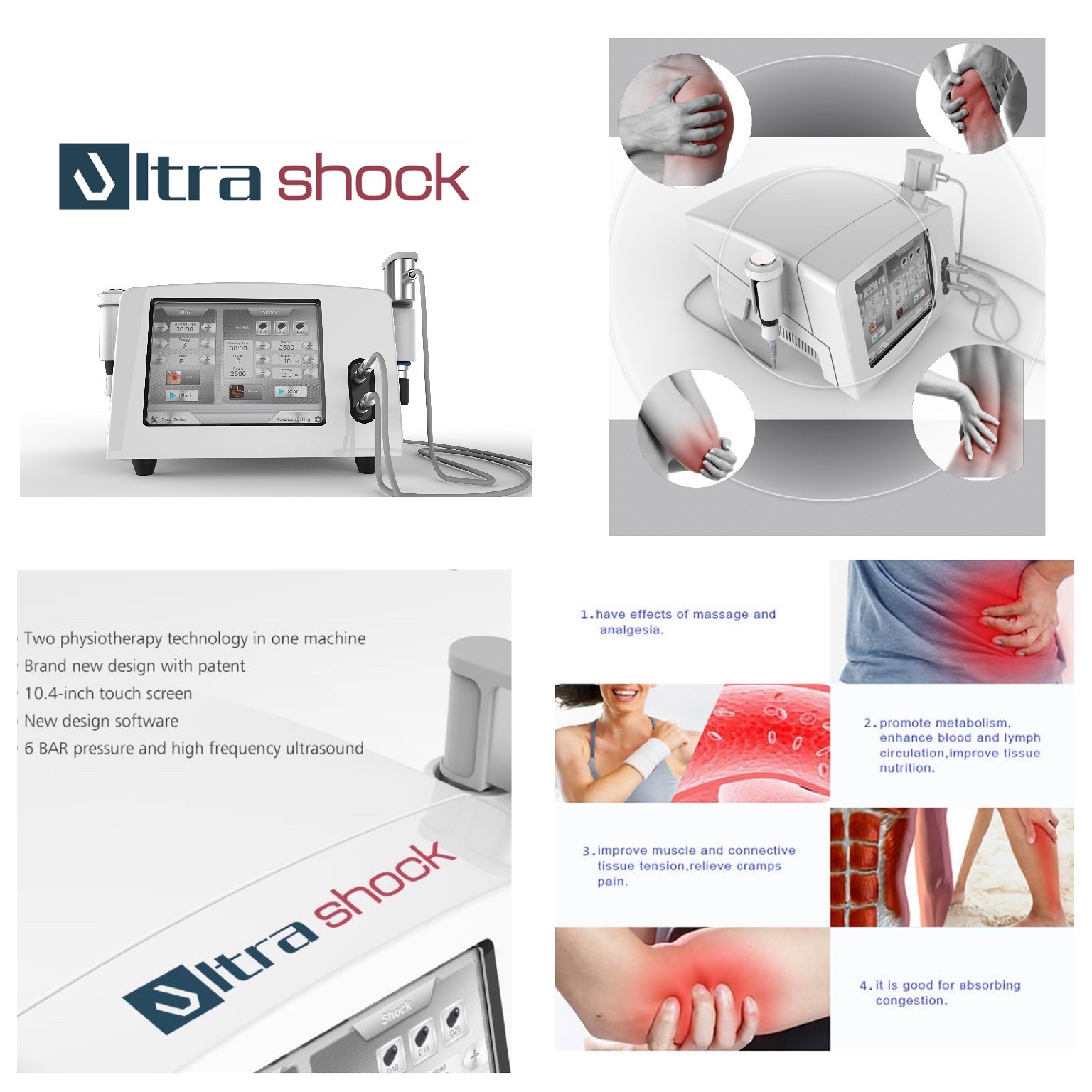Ultrashock Shockwave Therapeutic 21 Hz Ultrasound Physiotherapy Machine
