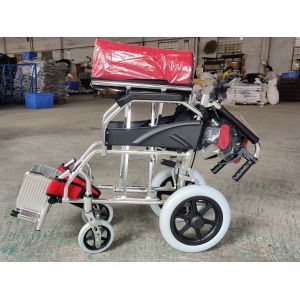 Compact Lightweight Aluminum Manual Wheelchair With Solid Rear Wheel