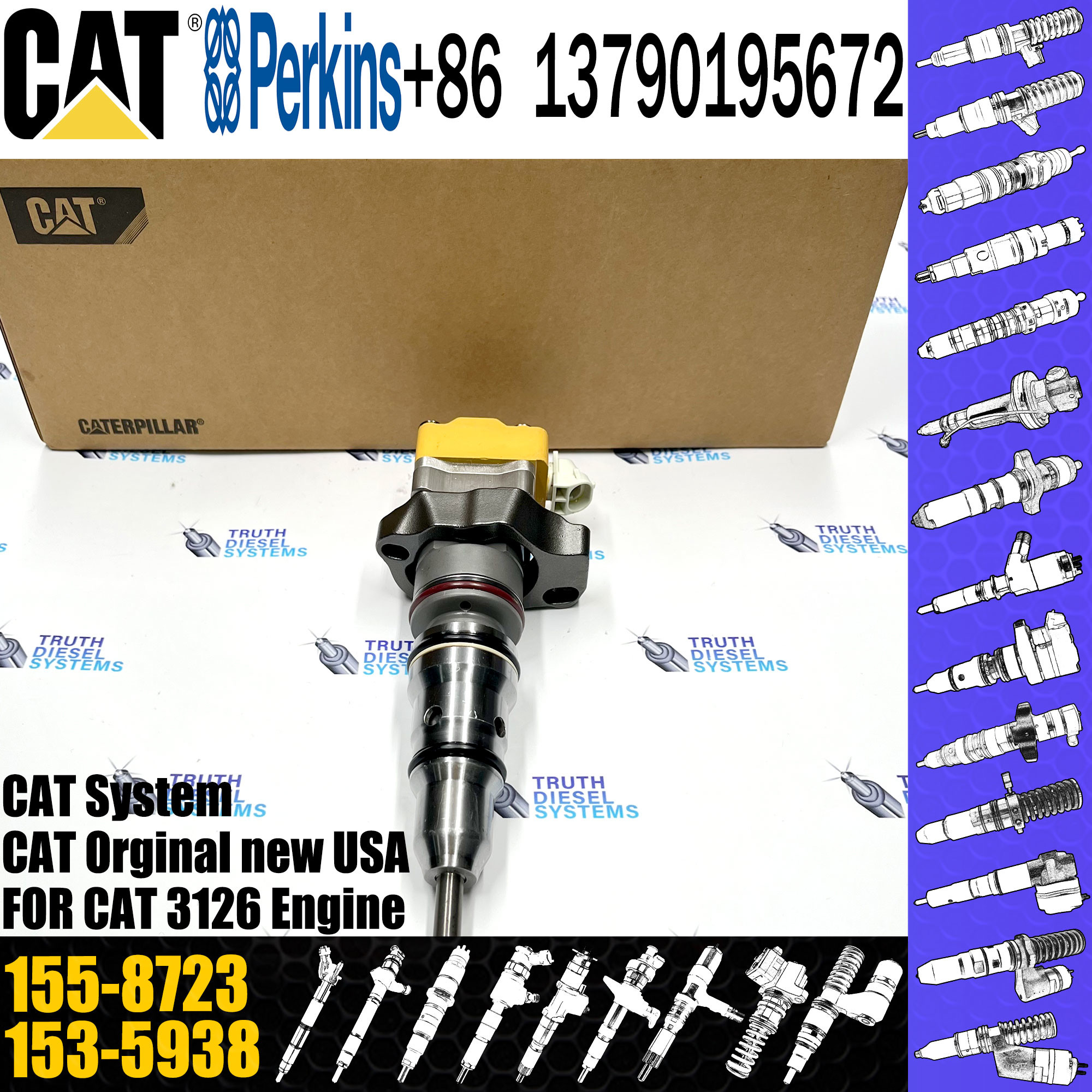 diesel fuel injector Construction Machinery 222-5965 169-7408 155-1819 20R-0758 155-8723 for C-A-T engineC