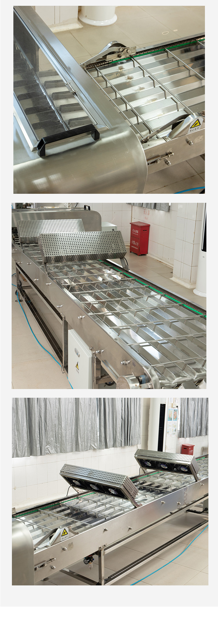 Stainless Steel Cone Industrial Line Accessories Marshalling Cooling Conveyor