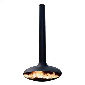China fireplace indoor steel custom black paint decorative hunging Suspended wood burning factory