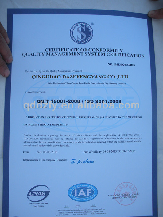 60mm Economy Pressure Gauge Manufacturer With Rubber Protective Cover