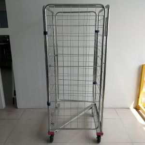 Heavy Duty Mesh Logistics Trolley Delivery Goods Chrome Plated Material