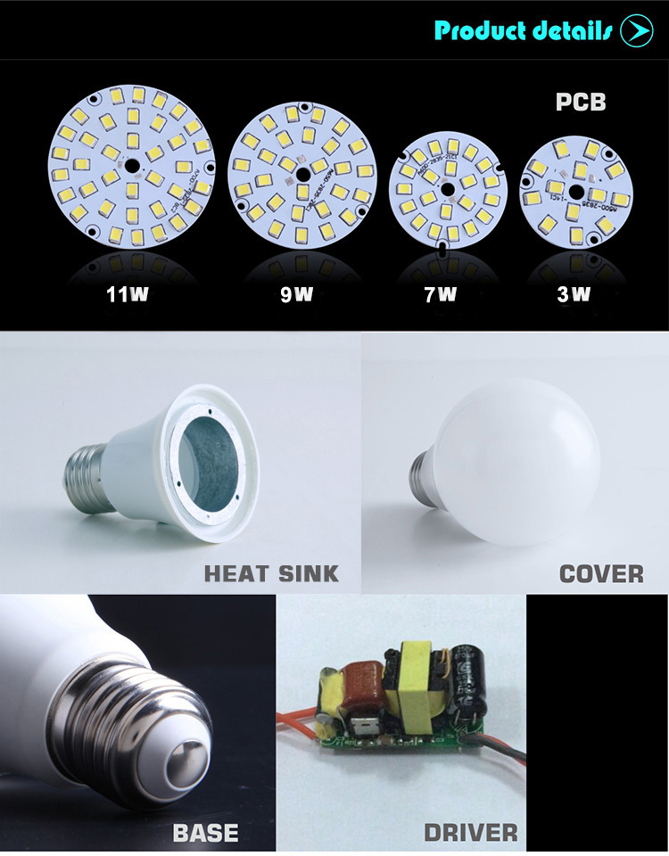 SMD5630 dimmable led bulbs 7w e27 LED bulb light