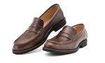 Breathable Men Brown Penny Loafers , Genuine Leather Loafer Shoes