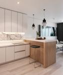 Custom Door Material Modern Kitchen Cabinet With Carcass Material For Villa