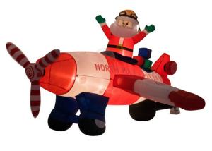 China Inflatable Christmas Santa Claus Flying Airplane / Air Blown Inflatable Old Man factory