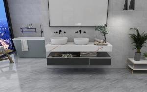 China Marble Look 400x400mm Cermic Rustic Tile Interior Matt Glazed Indoor Floor Gray Wall Tile Waterproof factory