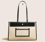 Hasp Oversized Leather Tote Bag Square Lychee Handbags