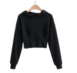 Pure Color Corset Waist Loose Sweater Top Women'S Casual Cotton Crop Top
