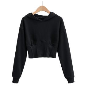 China Pure Color Corset Waist Loose Sweater Top Women'S Casual Cotton Crop Top factory