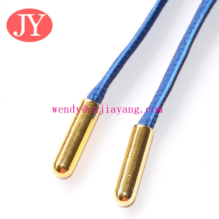 Black Flat Shoelace with white text logo on aglet