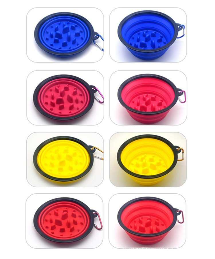 Pet Cat Slow Feeder Silicone Portable Foldable Collapsible Dog Bowl Outdoor Activities