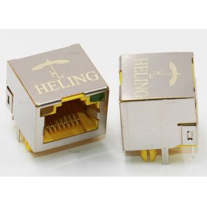 Ethernet Router Through Hole PCB Connector Brass Shielded Built - In LED