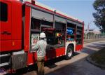 Red Painting Emergency Rescue Vehicle Six Seats Min Turning Diameter 19m
