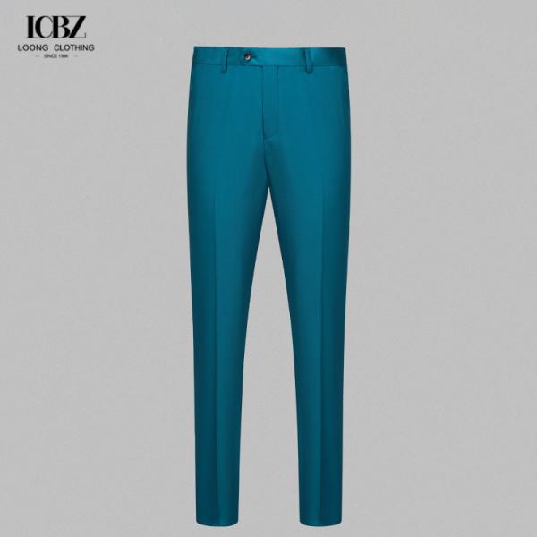 Customized Color Dark Green Business Pants Straight Regular Fit for Men Plus