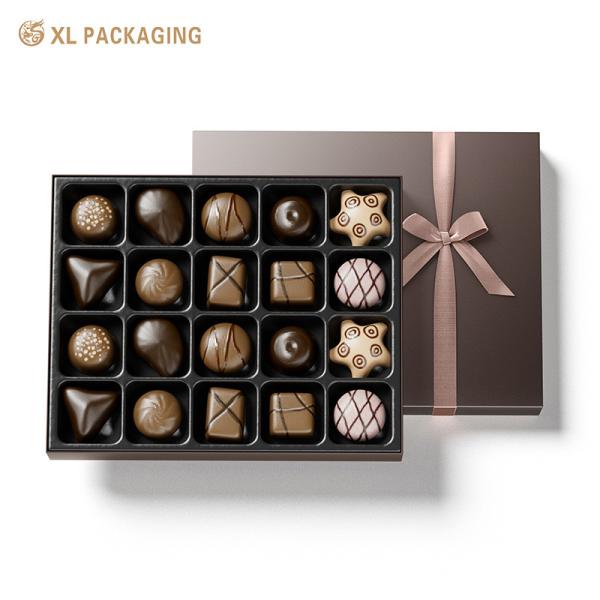 China XL Packaging Custom Luxury Boxes Simple Red or Black Customized Chocolate Rigid Gift Boxes with Paper Insert and Ribbon Bow factory