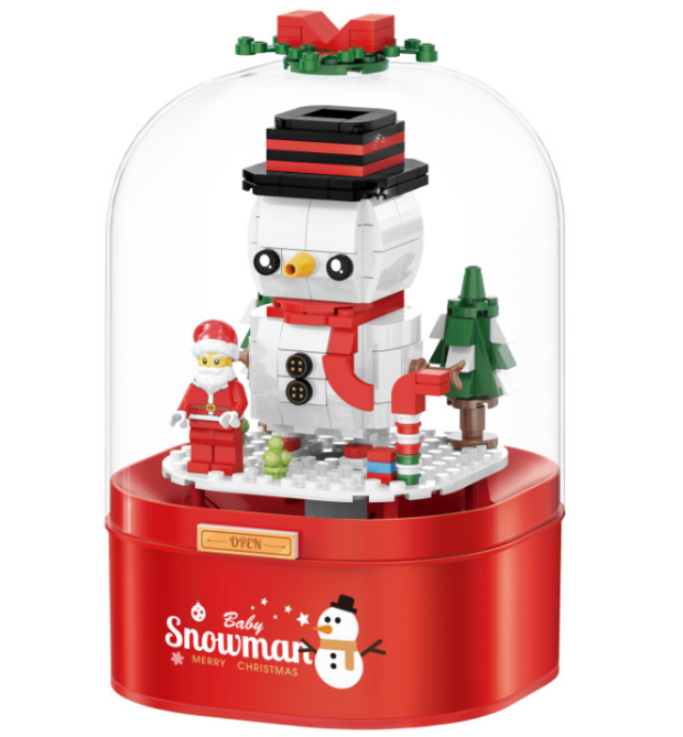 Christmas Tree Decoration Blocks Model Building Toys ABS Plastic Music Boxing Machine Holiday Gift Set