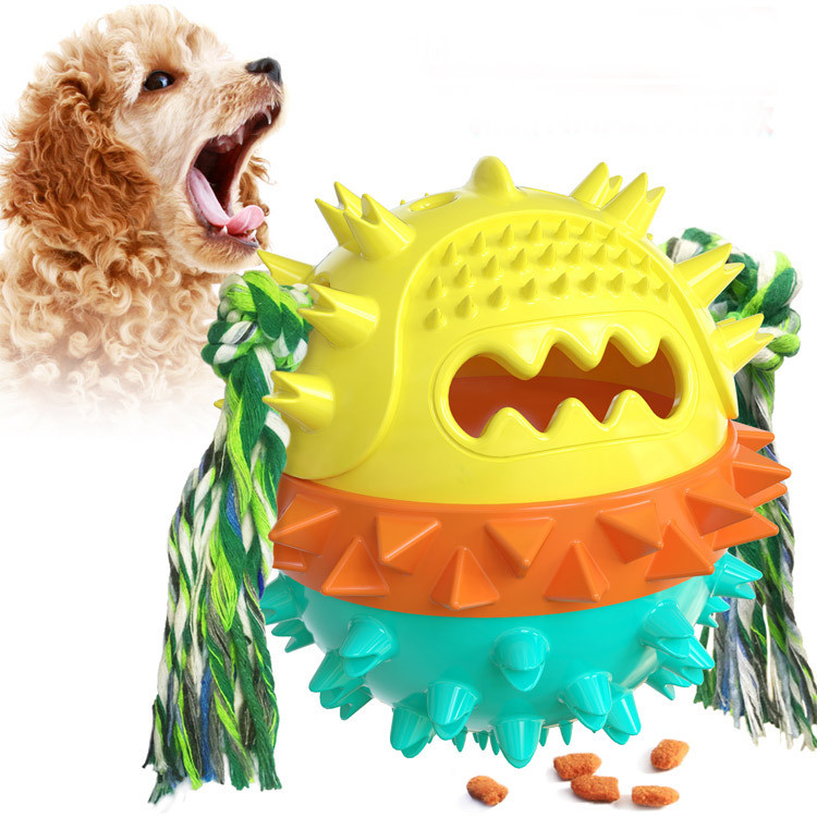 Leaky Food Ball Dog Puzzle Dog Squeaky Toy Molars Stick Plastic