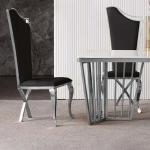 Customized Onyx Marble Dining Table Marble Stone Steel Frame Office Chair