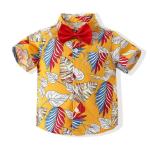 Children'S Outfit Sets Summer Boy Short Sleeved Shirt Woven Pants Suit