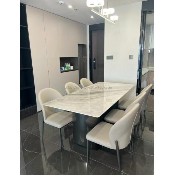 Nano White Crystal Dining Table Top Modern Big Slab Marble Look Porcelain Tile for Steps