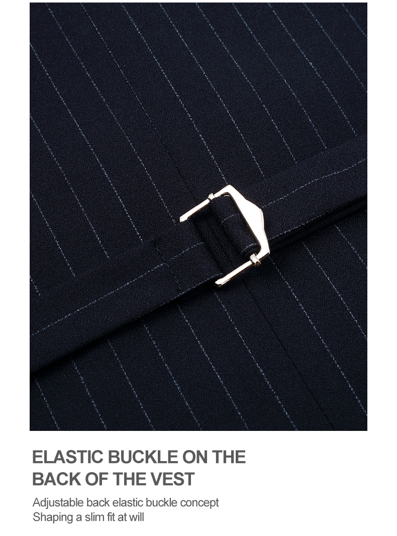 Anti-wrinkle Men's Business Suit in Classic Black and White Stripes with Notch Lapel