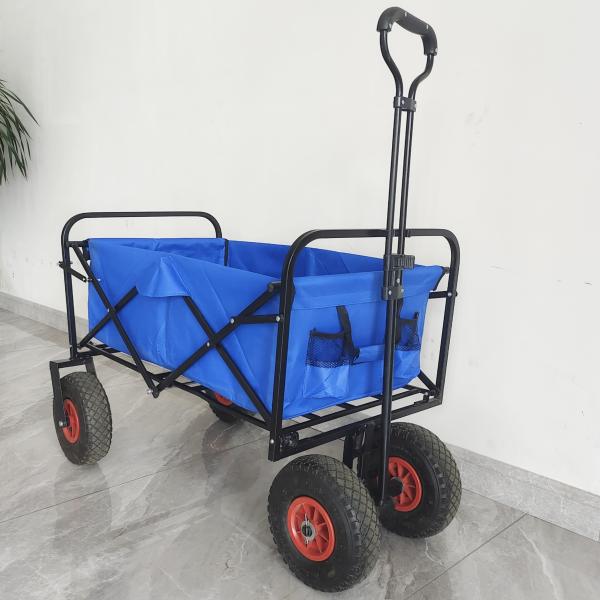 Stainless Steel Frame Collapsible Folding Wagon Pneumatic Tire Wheels Portable