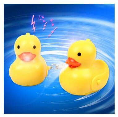 New creative gift cartoon animal yellow duck led light keychain keyrings with