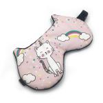 Cat design 100% silk eye mask custom embroidery LOGO printing OEM accepted for