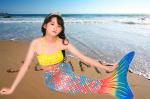 3PCS Sets Toddler Swimmable Mermaid Tail For Boys / Girls Flexible Elastic