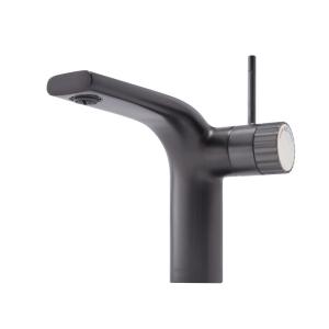 China 210mm Width Basin Mixer Faucet Hot Cold Water Black Brass Faucet Restroom factory